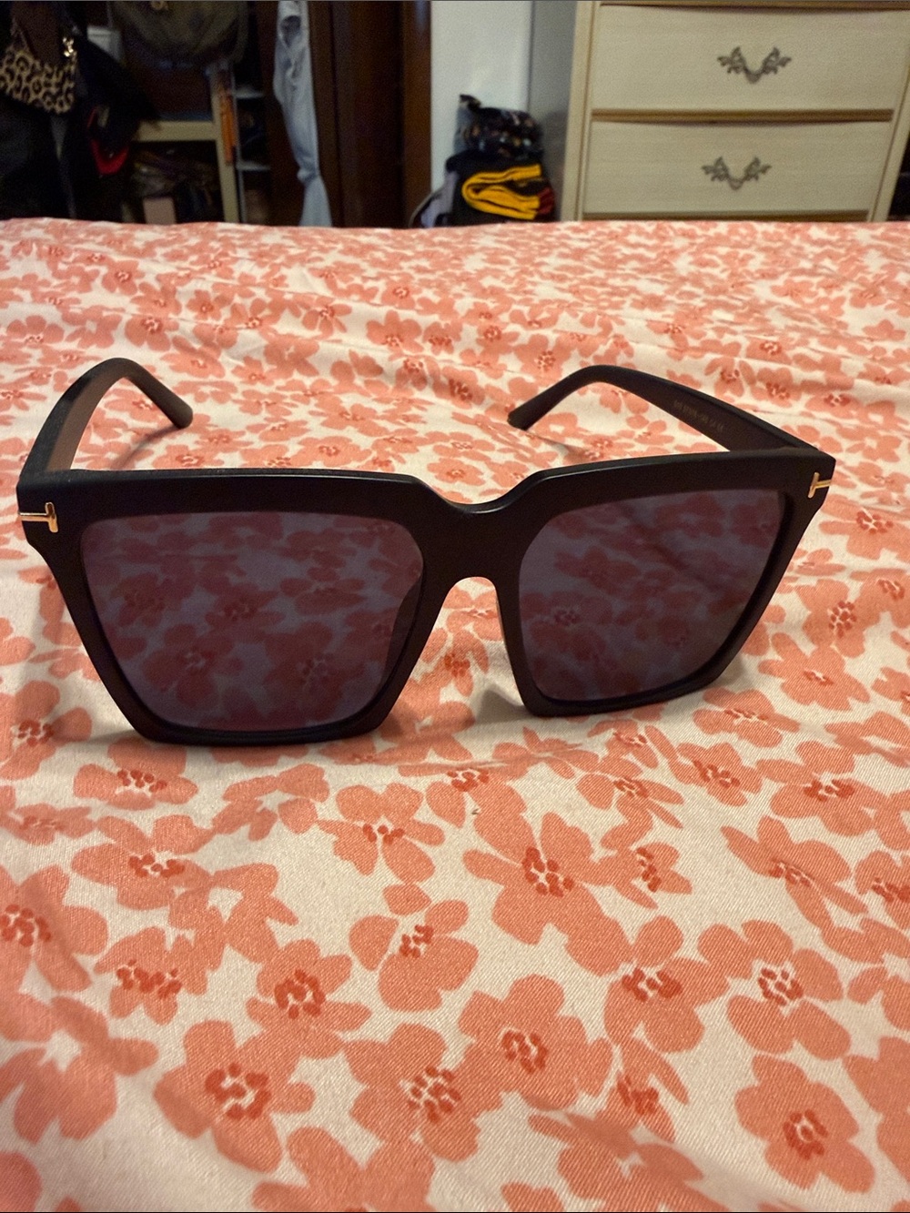 Oversized Square Black Sunglasses with Dark Lenses